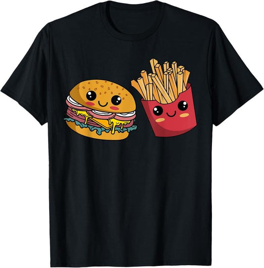 100% Cotton Burger Hamburger French Fries Fast Food Lover T-Shirt