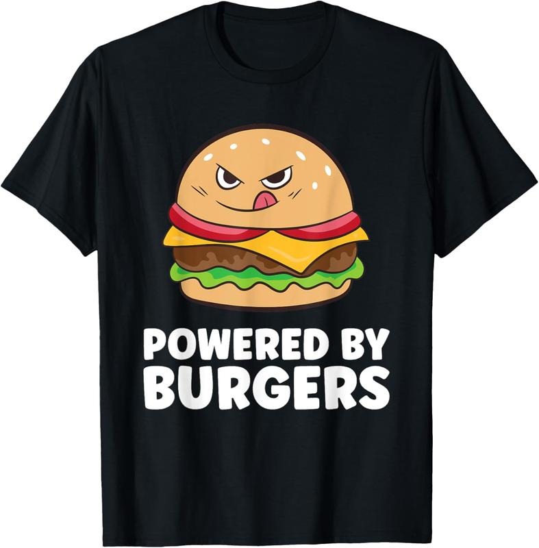 100% Cotton Burgers Fast Food Powered By Burgers T-Shirt Hoodie, Sweatshirt | DripVista.com