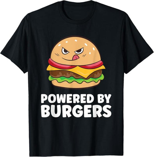 100% Cotton Burgers Fast Food Powered By Burgers T-Shirt Hoodie, Sweatshirt | DripVista.com