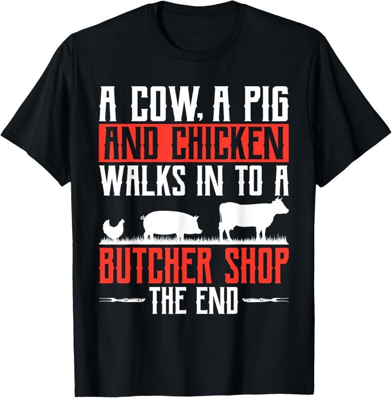 100% Cotton Butcher For Men Meat Cutter Cutting Meat Market Butcher Shop T-Shirt