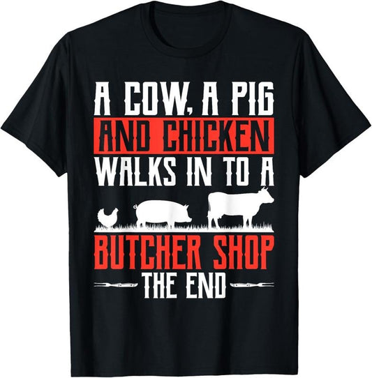 100% Cotton Butcher For Men Meat Cutter Cutting Meat Market Butcher Shop T-Shirt