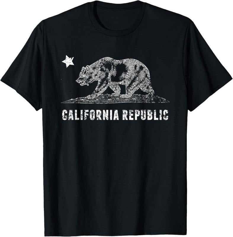 100% Cotton CA Republic Shirt, Bear & Star | Distressed California State T-Shirt Hoodie, Sweatshirt | DripVista.com