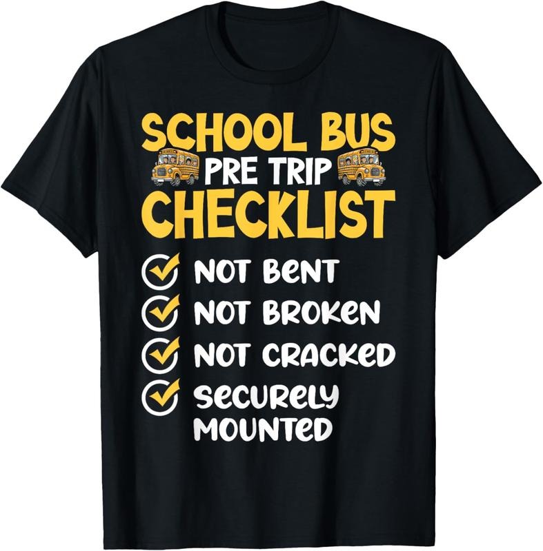 100% Cotton CDL School Bus Driver PreTrip Trucking Retro Trucker Pride T-Shirt