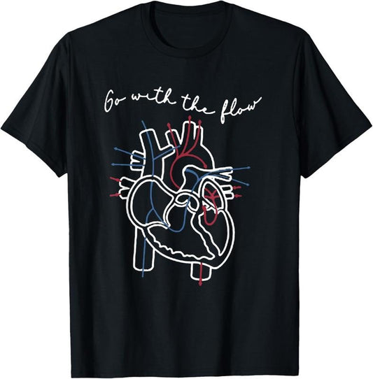 100% Cotton CVICU Cardiac Nurse Anatomy Cardiology Human Heart Flow T-Shirt
