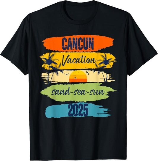 100% Cotton Cancun Mexico 2025 Summer Vacation Matching Family Group T-Shirt