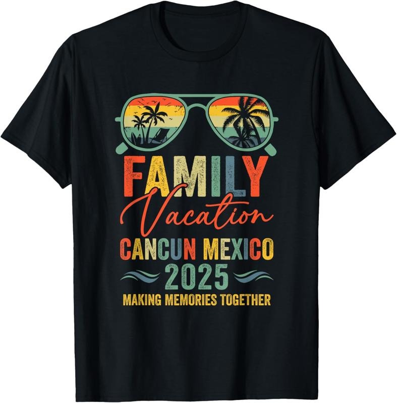 100% Cotton Cancun Mexico Vacation 2025 Matching Family Group Summer T-Shirt
