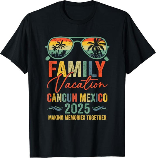 100% Cotton Cancun Mexico Vacation 2025 Matching Family Group Summer T-Shirt