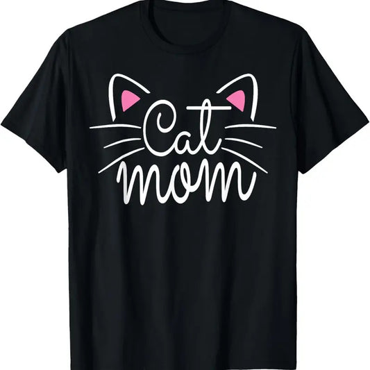 100% Cotton Cat Mom Happy Mothers Day For Cat Lovers Family Matching T-Shirt