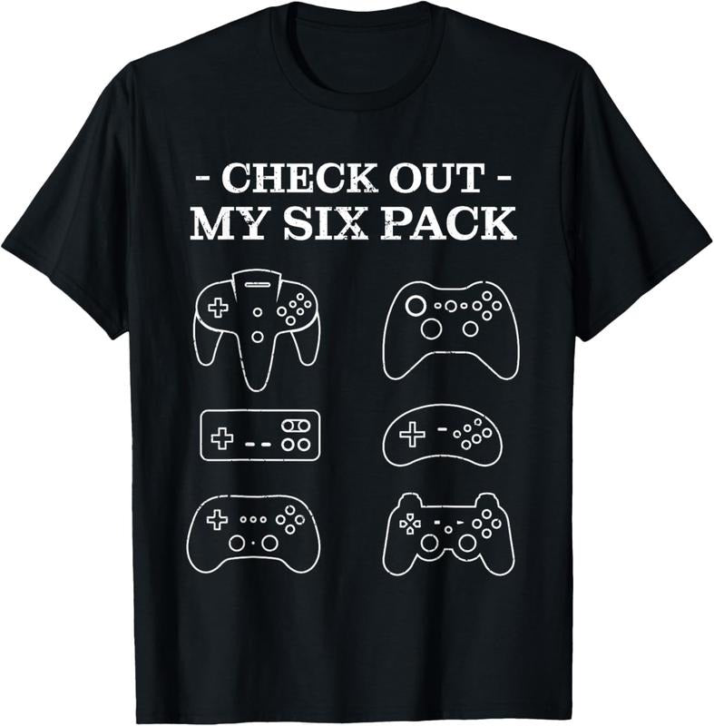 100% Cotton Check Out My 6 Six Pack Gamer Video Funny Gamers Gift T-Shirt Hoodie, Sweatshirt | DripVista.com