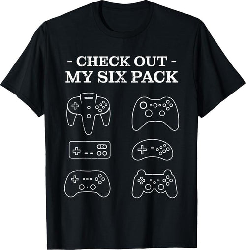 100% Cotton Check Out My 6 Six Pack Gamer Video Funny Gamers Gift T-Shirt Hoodie, Sweatshirt | DripVista.com