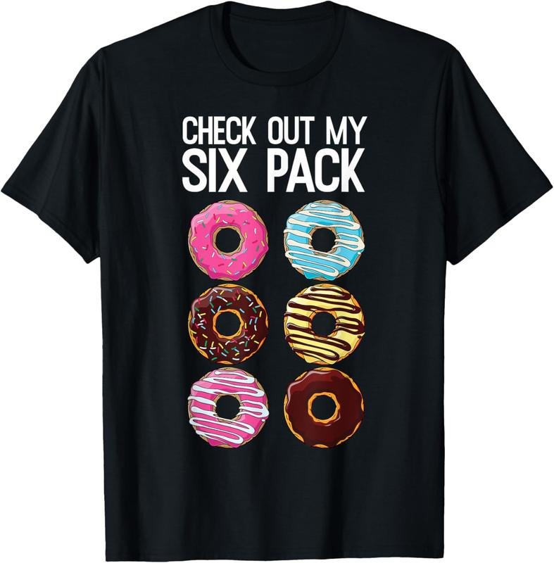 100% Cotton Check Out My Six Pack Funny Donut Lover Dad Bod Junk Food T-Shirt Hoodie, Sweatshirt | DripVista.com