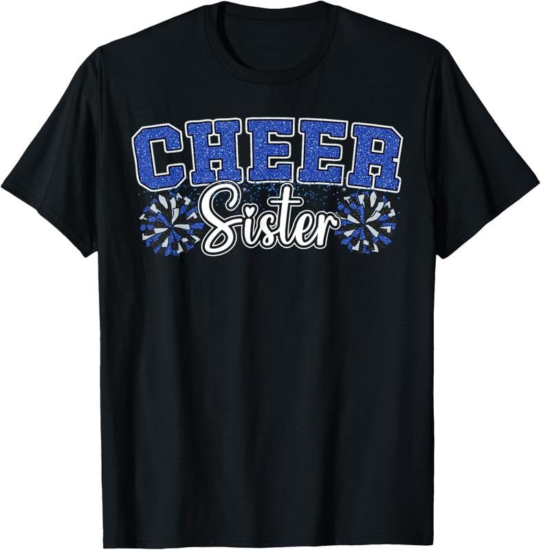100% Cotton Cheer Sister My Favorite Cheerleader Calls Me Sisters Blue T-Shirt Hoodie, Sweatshirt | DripVista.com