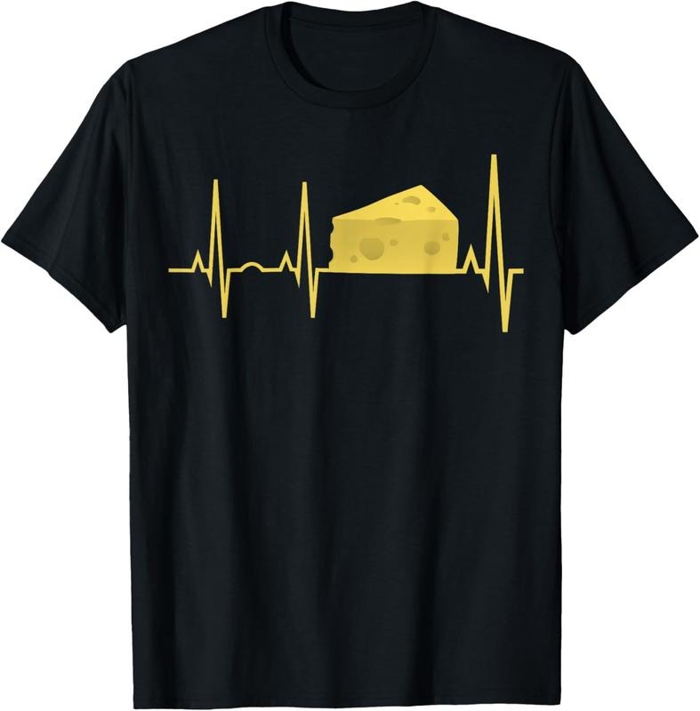 100% Cotton Cheese Heartbeat Shirt - Funny Cheese Lover Gift Tee T-Shirt