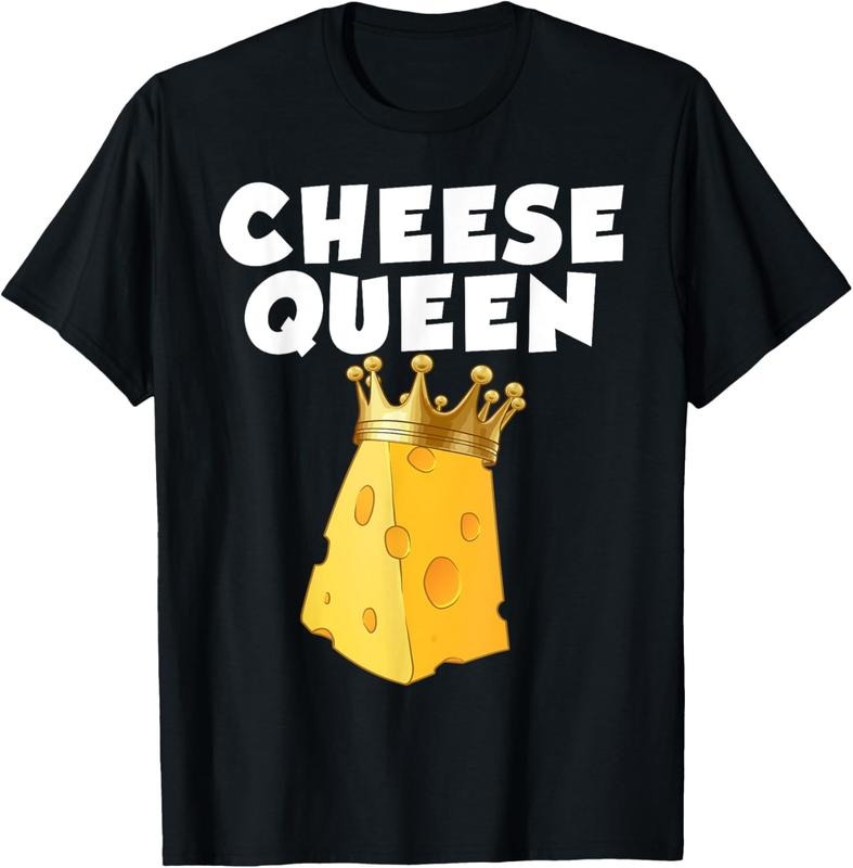 100% Cotton Cheese Queen Art For Women Girls Food Parmesan Cheese Lover T-Shirt