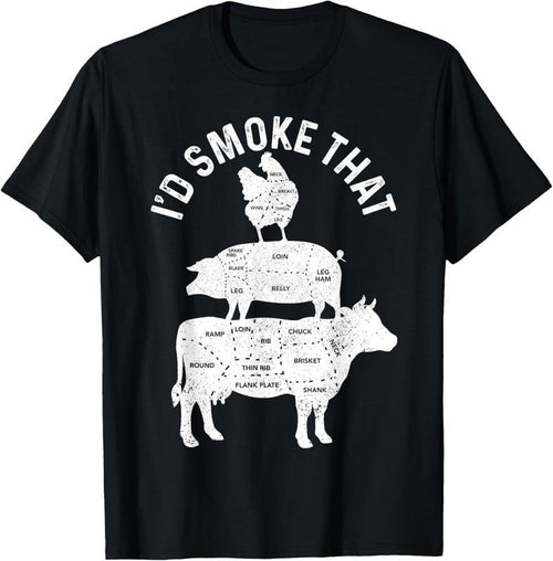 100% Cotton Chef Butcher BBQ I'd Smoke That Pork Beef Funny Father's Day T-Shirtstyle{n002}2 T-Shirts, Hoodie, Sweatshirt