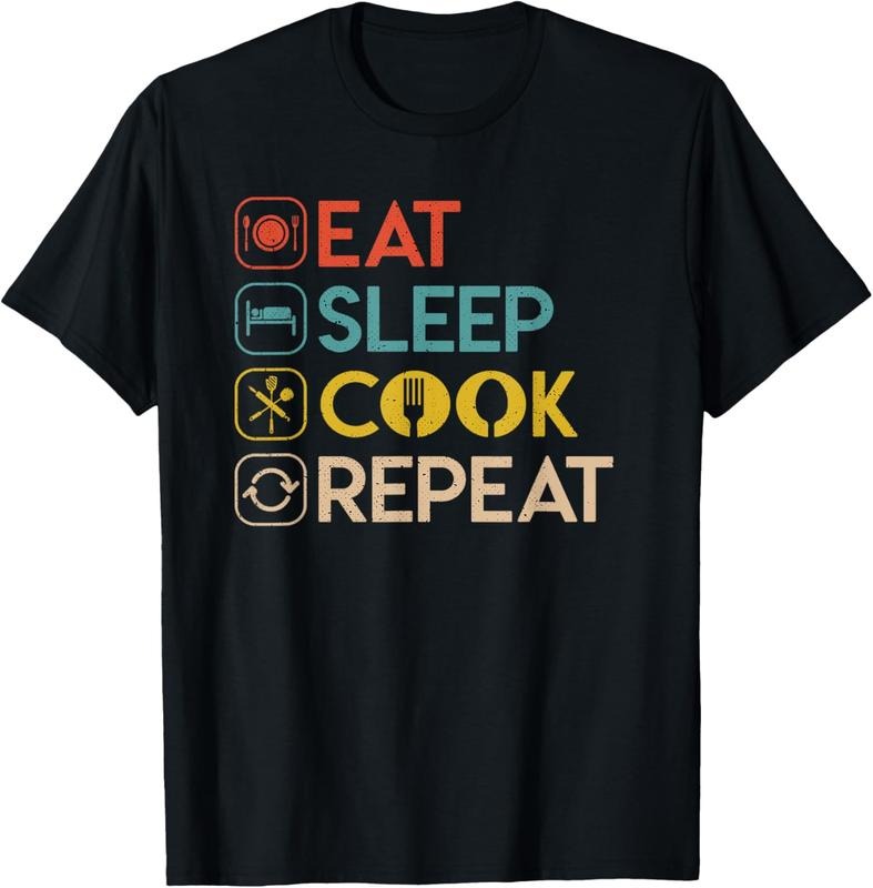 100% Cotton Chef Eat Sleep Cook Repeat Kitchen Cooking Lovers T-Shirt Hoodie, Sweatshirt | DripVista.com