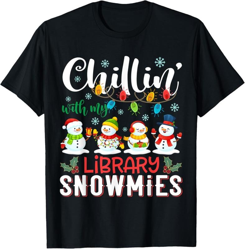100% Cotton Chillin With My Library Snowmies Christmas Teacher Student T-Shirt Hoodie, Sweatshirt | DripVista.com