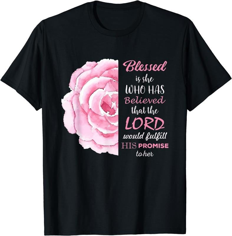 [100% Cotton]Christian Shirts For Women Blessed Is She Bible Verses T-Shirt Hoodie, Sweatshirt | DripVista.com