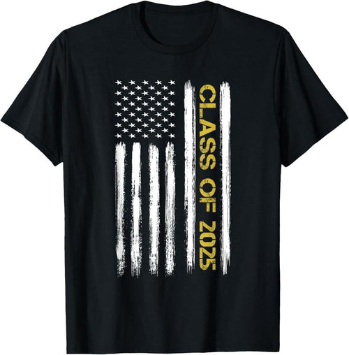 100% Cotton Class Of 2025 Senior Patriotic American Flag Graduation Gift T-Shirt Hoodie, Sweatshirt | DripVista.com