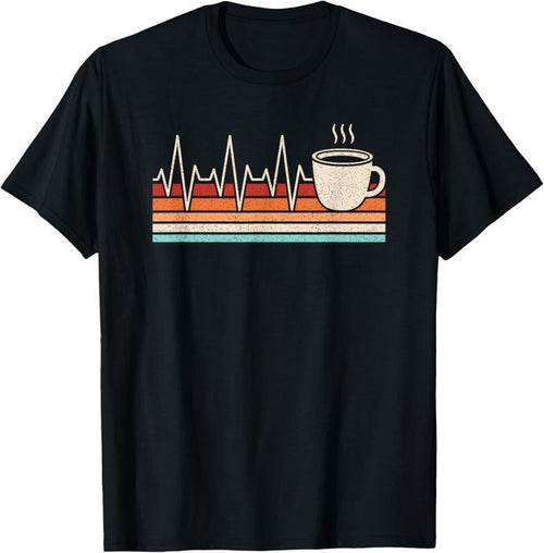 100% Cotton Coffee Heartbeat Coffee Lover Retro Cup Of Coffee Men Women T-Shirt Hoodie, Sweatshirt | DripVista.com