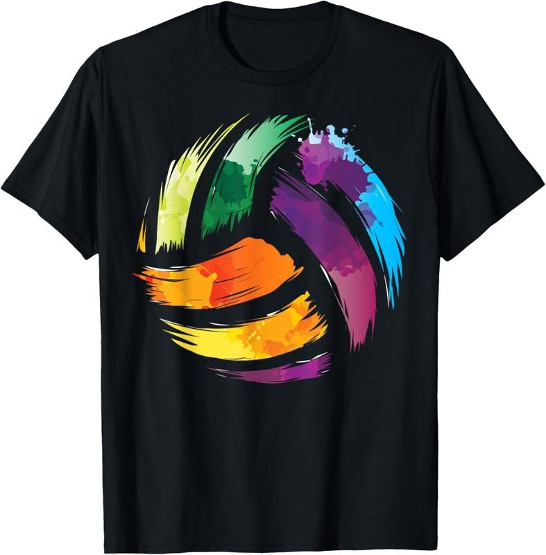 100% Cotton Colorful Volleyball | Cute Colorsplash Ball Gift T-Shirt Hoodie, Sweatshirt | DripVista.com