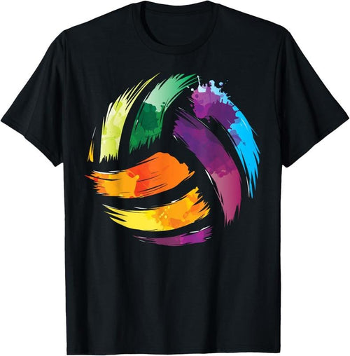 100% Cotton Colorful Volleyball | Cute Colorsplash Ball Gift T-Shirt Hoodie, Sweatshirt | DripVista.com