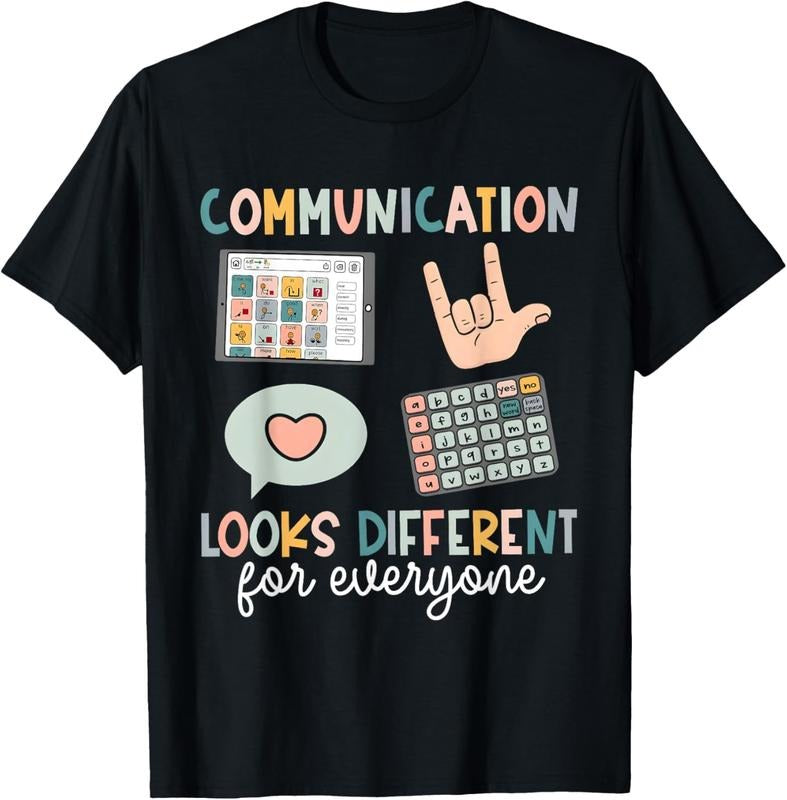100% Cotton Communication Looks Different For Everyone SPED Teacher ASD T-Shirt Hoodie, Sweatshirt | DripVista.com