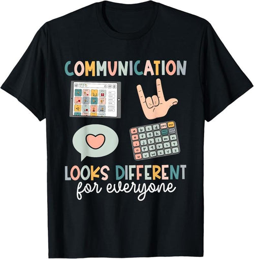 100% Cotton Communication Looks Different For Everyone SPED Teacher ASD T-Shirt Hoodie, Sweatshirt | DripVista.com