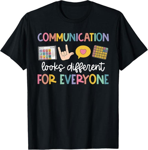 100% Cotton Communication Looks Different For Everyone Speech Therapy T-Shirt Hoodie, Sweatshirt | DripVista.com