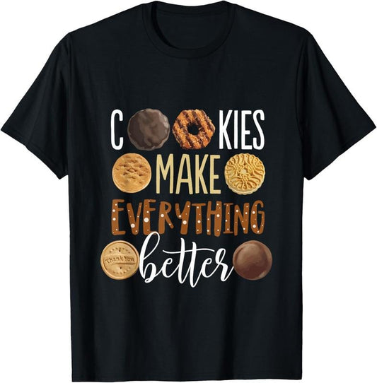 100% Cotton Cookies Make Everything Better Funny Christmas T-Shirt
