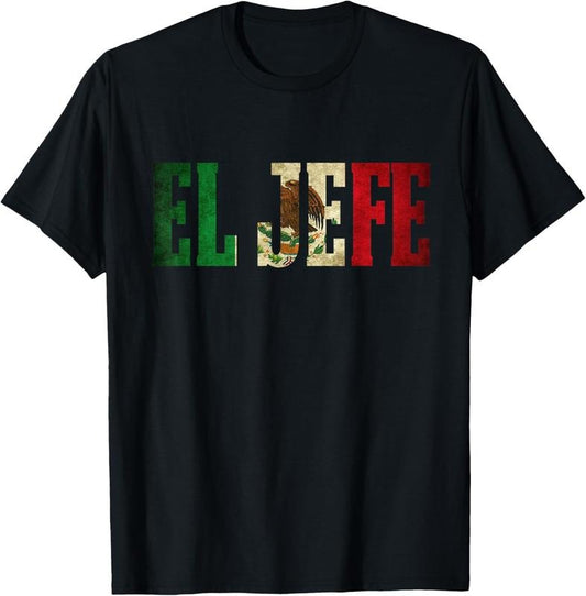 100% Cotton Cool EL JEFE Mexican Shirt Mexican Flag Shirt for Men T-Shirt
