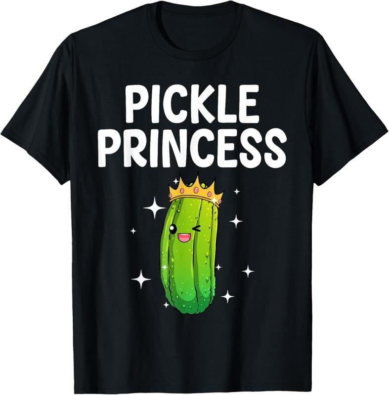 100% Cotton Cool Pickle Princess Art For Women Girls Dill Pickle Novelty T-Shirt