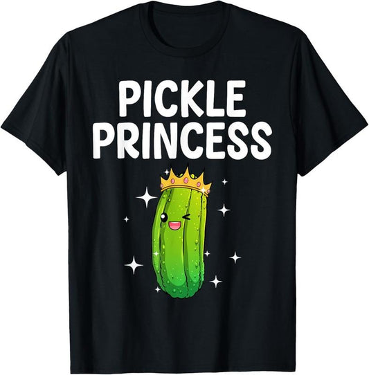 100% Cotton Cool Pickle Princess Art For Women Girls Dill Pickle Novelty T-Shirt