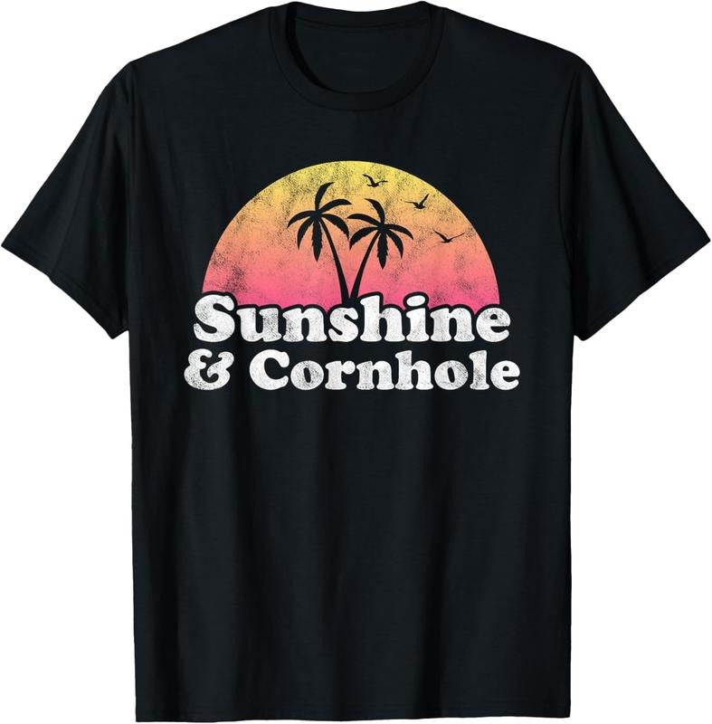100% Cotton Cornhole Gift - Sunshine and Cornhole T-Shirt Hoodie, Sweatshirt | DripVista.com