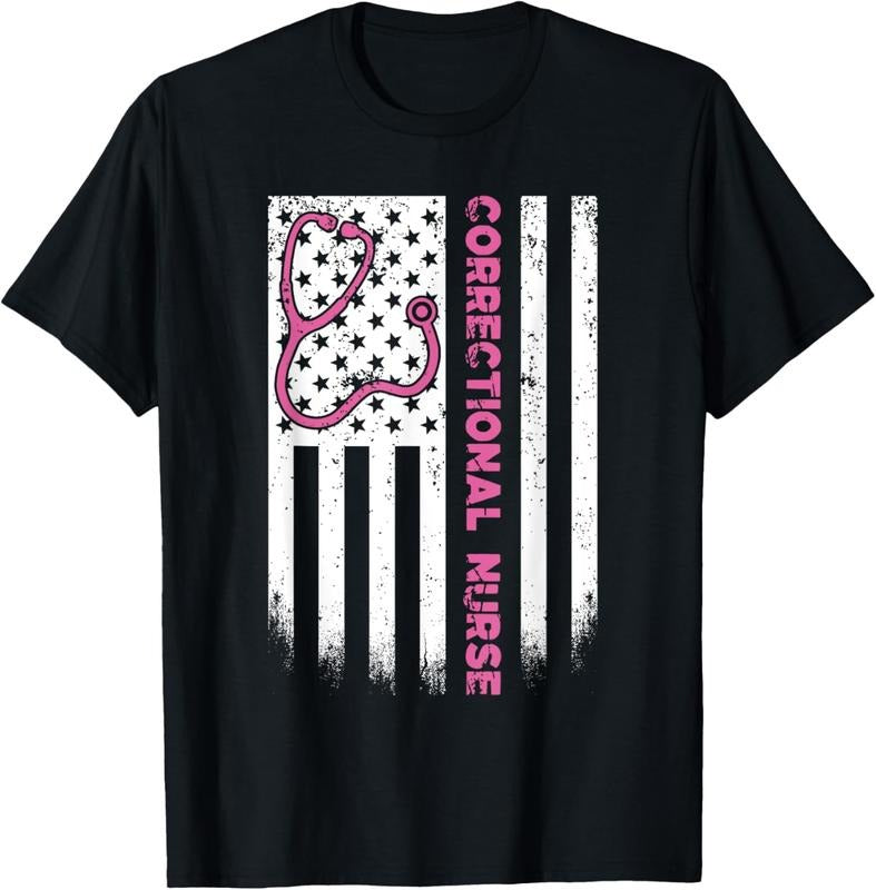 100% Cotton Correctional Nurse American flag US Stethoscope RN Patriotic T-Shirt Hoodie, Sweatshirt | DripVista.com