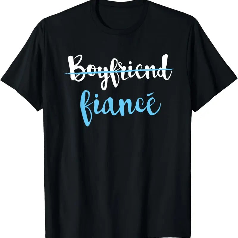 100% Cotton Couple Engagement Just Engaged T-Shirt Boyfriend Fiance T-Shirt Hoodie, Sweatshirt | DripVista.com