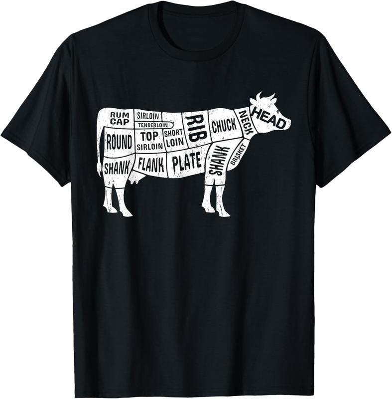 100% Cotton Cow Butcher Tees, Beef Cuts Diagram BBQ meat cuts T-Shirt Hoodie, Sweatshirt | DripVista.com
