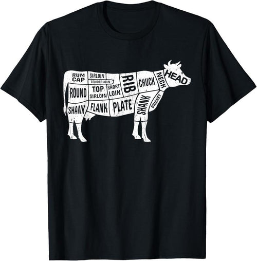 100% Cotton Cow Butcher Tees, Beef Cuts Diagram BBQ meat cuts T-Shirt Hoodie, Sweatshirt | DripVista.com