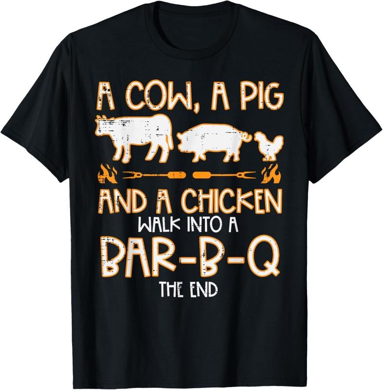 100% Cotton Cow Pig Chicken Walk Bar B Q Bbq Barbecue Grilling Men Women T-Shirt Hoodie, Sweatshirt | DripVista.com