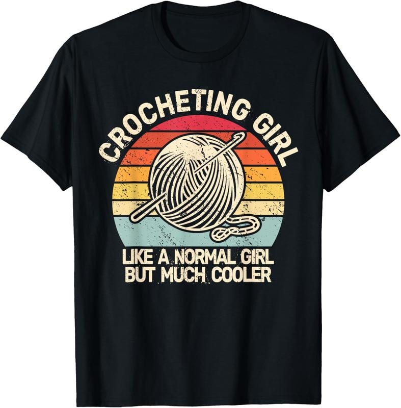 100% Cotton Crocheting Girl Vintage Crocheter funny for Womens Crochet T-Shirt