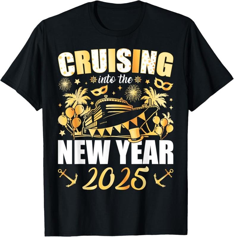 100% Cotton Cruising Into 2025 New Years Eve Party Favors Family Holiday T-Shirtstyle{n002}2 T-Shirts, Hoodie, Sweatshirt