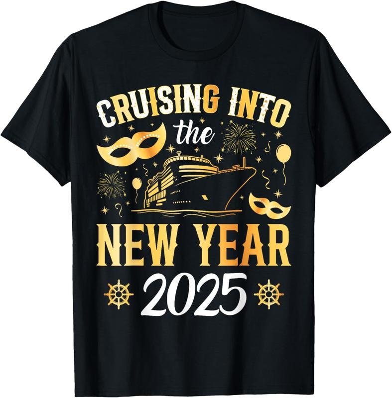 100% Cotton Cruising Into The New Year 2025 Family New Year Trip 2025 T-Shirt Hoodie, Sweatshirt | DripVista.com