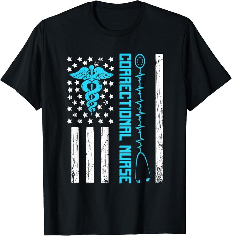 100% Cotton Cute Correctional Nurse Us Flag Nursing Healthcare Nurses T-Shirt Hoodie, Sweatshirt | DripVista.com