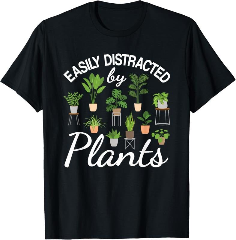 100% Cotton Cute Easily Distracted By Plants Succulent Garden Gardening T-Shirt Hoodie, Sweatshirt | DripVista.com
