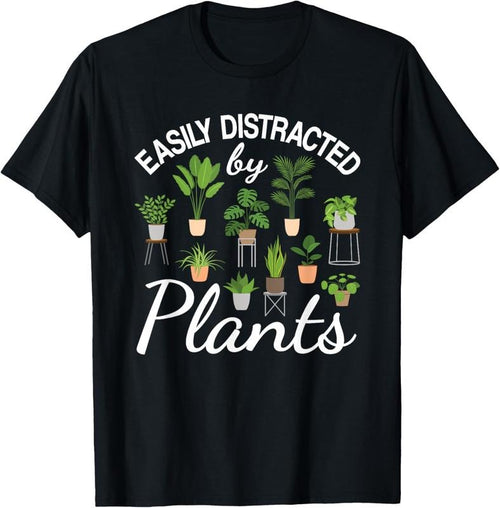 100% Cotton Cute Easily Distracted By Plants Succulent Garden Gardening T-Shirt Hoodie, Sweatshirt | DripVista.com