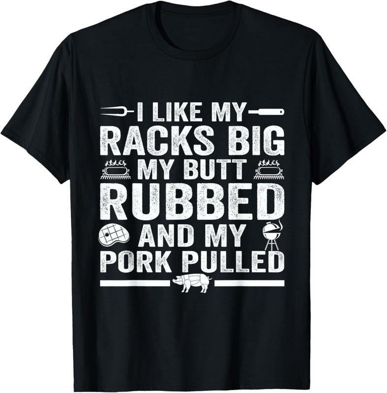 100% Cotton Cute Grilling For Men Women Pork Rub Smoking BBQ Meat Smoker T-Shirt