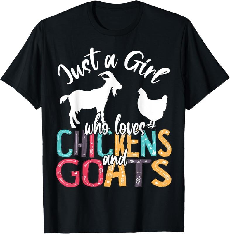 100% Cotton Cute Just A Girl Who Loves Chickens Goats Farmer Girls T-Shirt Hoodie, Sweatshirt | DripVista.com