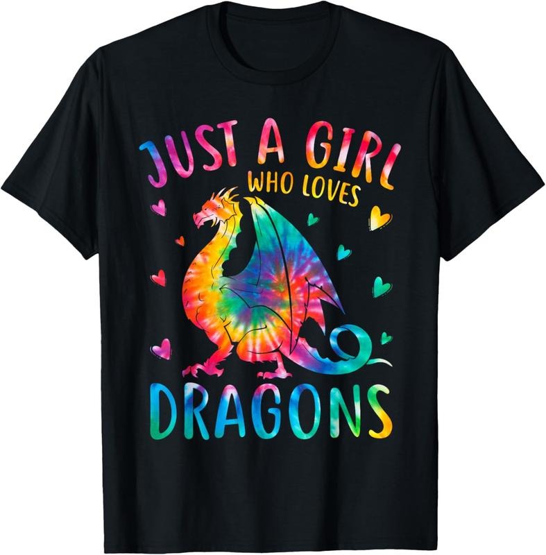 100% Cotton Cute Just A Girl Who Loves Dragons Tie Dye Women and Girls T-Shirt Hoodie, Sweatshirt | DripVista.com