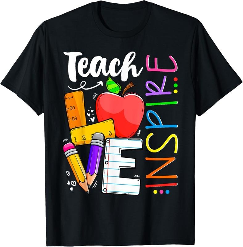 100% Cotton Cute Teach Love And Inspire Men Women Teacher T-Shirt
