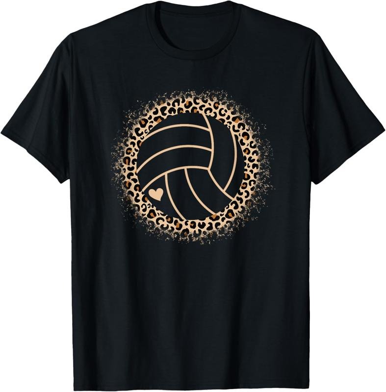 100% Cotton Cute Volleyball Leopard Print Women Girls Volleyball Lover T-Shirt Hoodie, Sweatshirt | DripVista.com